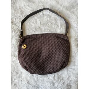 The Sak Brown Woven Shoulder Bag Medium Purse Viscose Blend 13x10x1in Zip Top